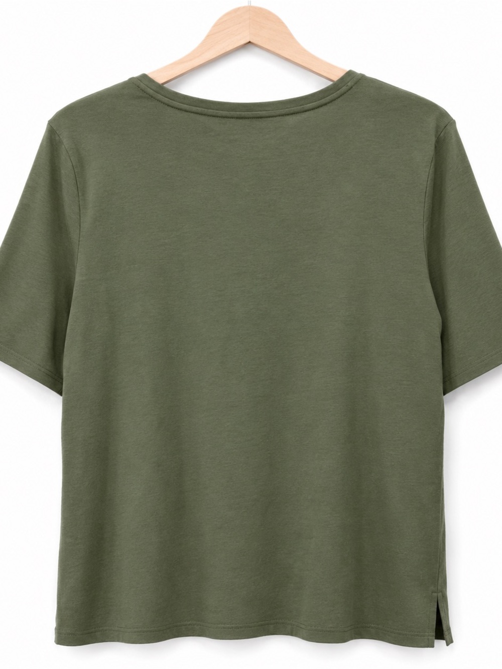 Talbots Pima Cotton Olive Green V-Neck Tee XL Short Sleeve Closet Staple - Picture 3 of 5
